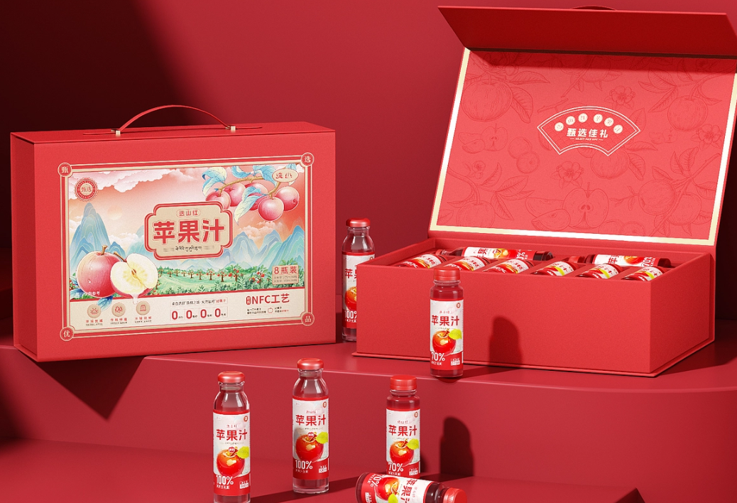 苹果汁包装设计、原创包装设计、包装设计、食品包装